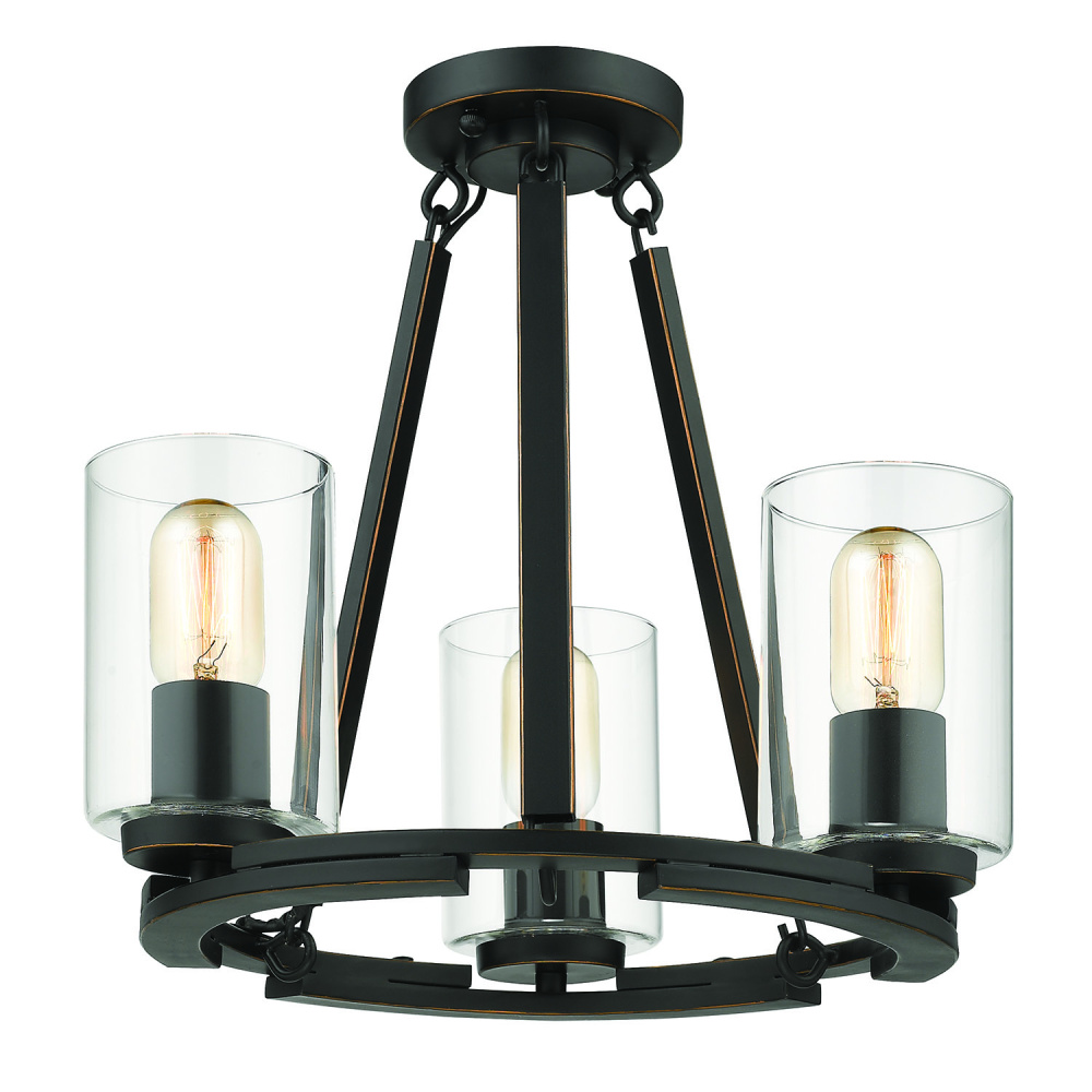 Wry Lighting Monroe 3-light Semi-Flush in Matte Black